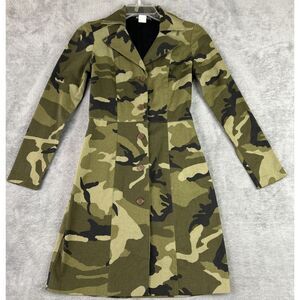 Rubber Ducky Womens Small Camo Dress Button Front Long Sleeve Vintage USA Y2K 90